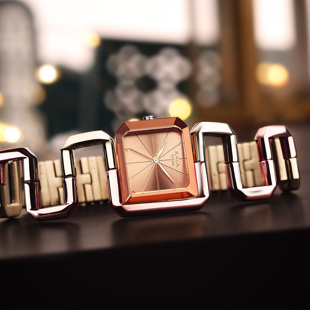 Titan Raga Delight Quartz Analog Rose Gold Dial Rose Gold Stainless Steel Strap Watch For Women - The Watch Factory ®