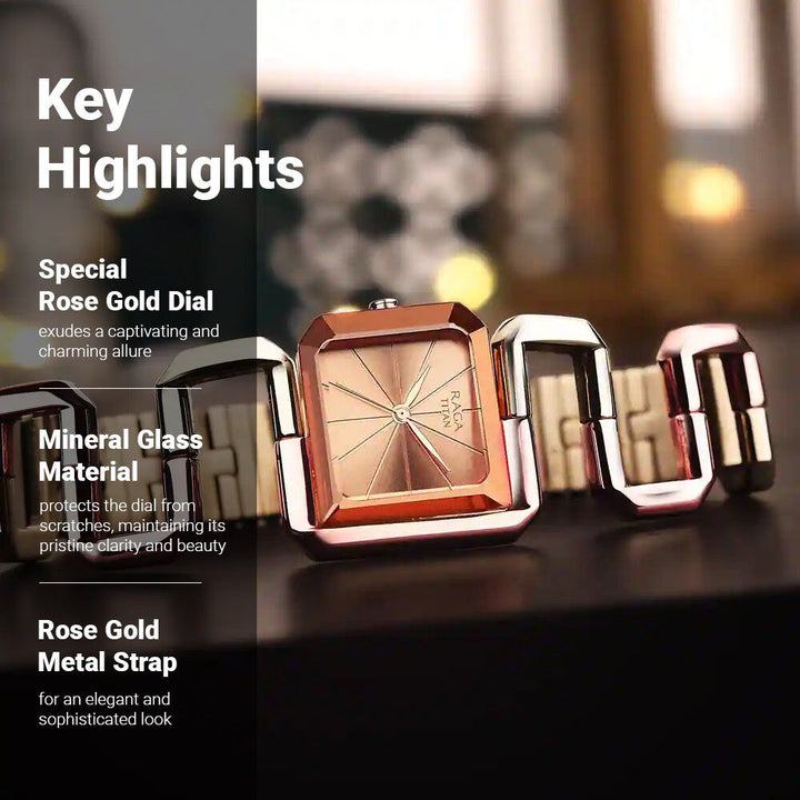 Titan Raga Delight Quartz Analog Rose Gold Dial Rose Gold Stainless Steel Strap Watch For Women - The Watch Factory ®