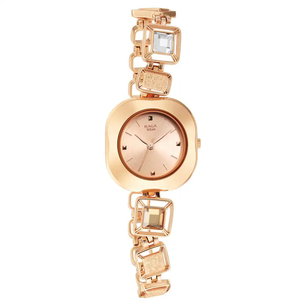 Titan Love All Rose Gold Dial Rose Gold Brass Strap Watch NQ95156WM01  / NS95156WM01
