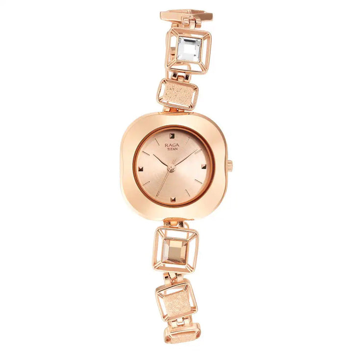 Titan Love All Rose Gold Dial Rose Gold Brass Strap Watch NQ95156WM01  / NS95156WM01