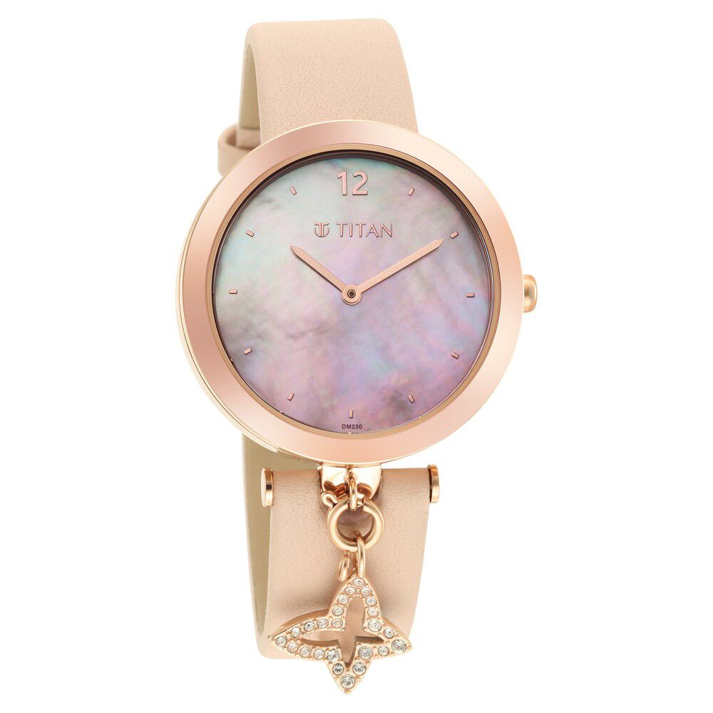Titan Purple Unending Beauty Quartz Analog Mother Of Pearl Dial Leather Strap watch for Women - The Watch Factory ®