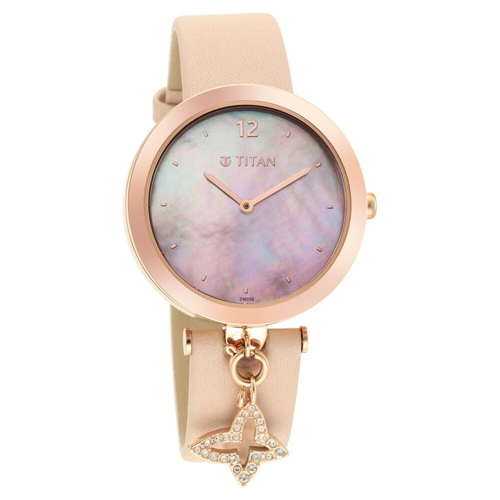 Titan Purple Unending Beauty Quartz Analog Mother Of Pearl Dial Leather Strap watch for Women - The Watch Factory ®