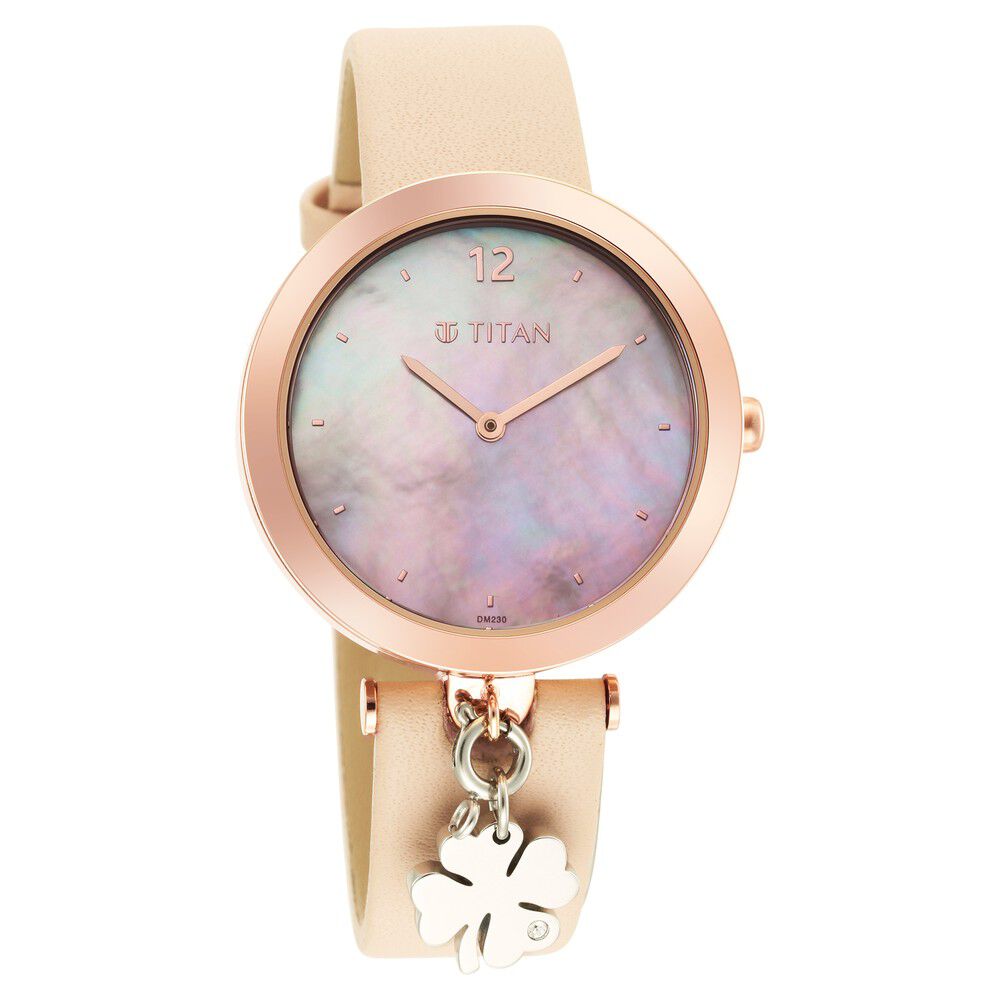 Titan Purple Unending Beauty Quartz Analog Mother Of Pearl Dial Leather Strap watch for Women - The Watch Factory ®