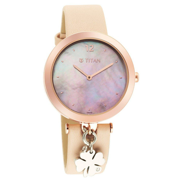 Titan Purple Unending Beauty Quartz Analog Mother Of Pearl Dial Leather Strap watch for Women - The Watch Factory ®