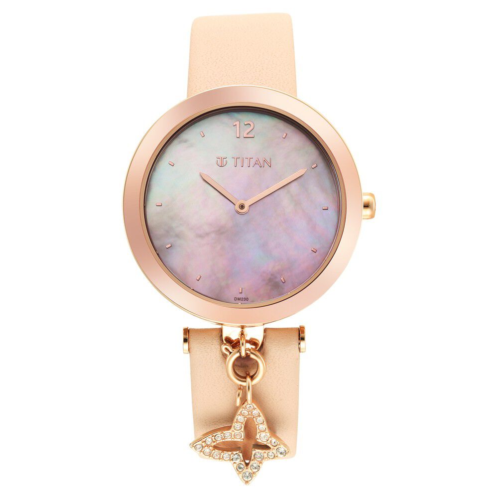 Titan Purple Unending Beauty Quartz Analog Mother Of Pearl Dial Leather Strap watch for Women - The Watch Factory ®