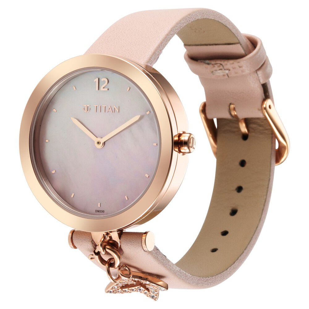 Titan Purple Unending Beauty Quartz Analog Mother Of Pearl Dial Leather Strap watch for Women - The Watch Factory ®