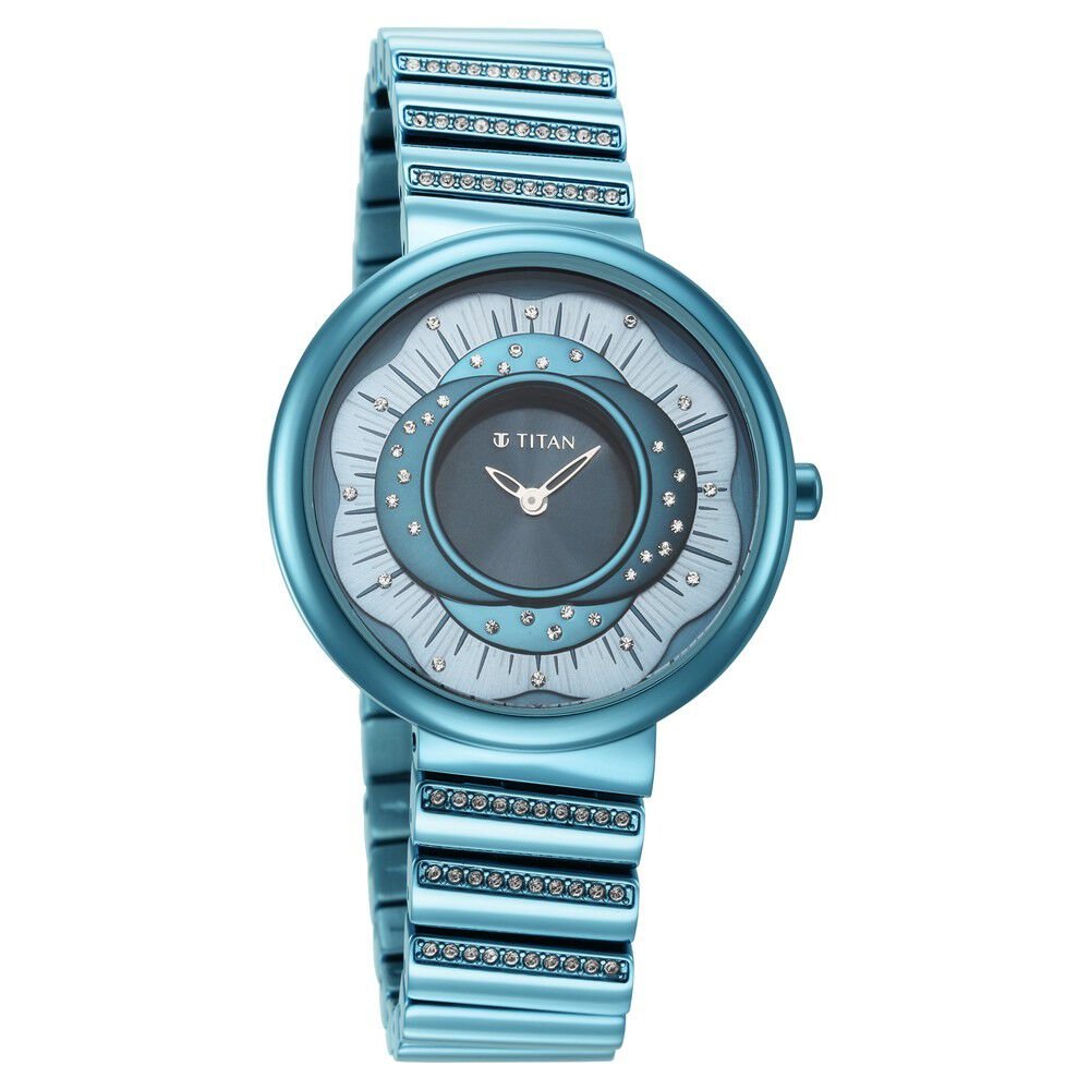 Titan Purple Unending Beauty Blue Dial Analog Stainless Steel Strap Watch for Women - The Watch Factory ®