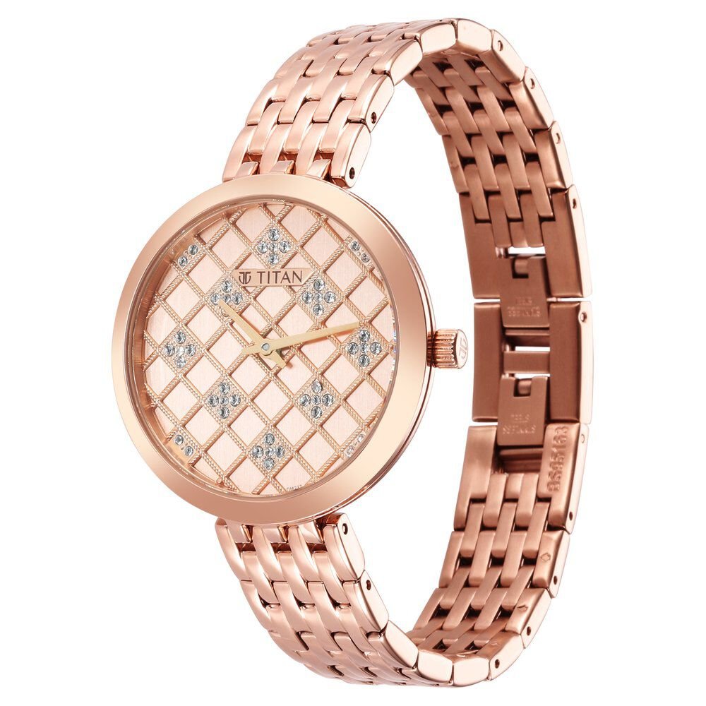 Titan Purple Unending Beauty Rose Gold Dial Women Watch With Stainless Steel Strap - The Watch Factory ®