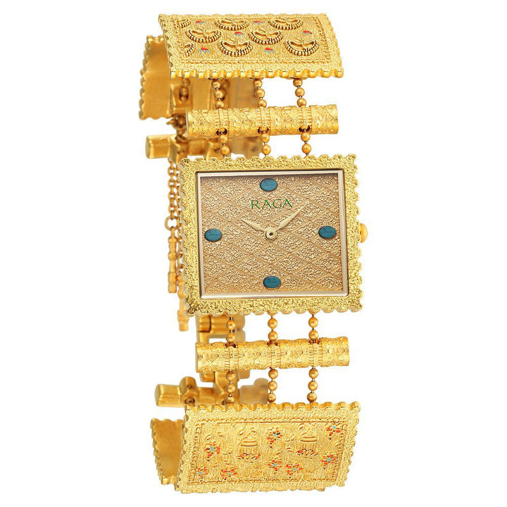 Titan Raga X Masaba Golden Dial Women Watch With Metal Strap NS95166YM01