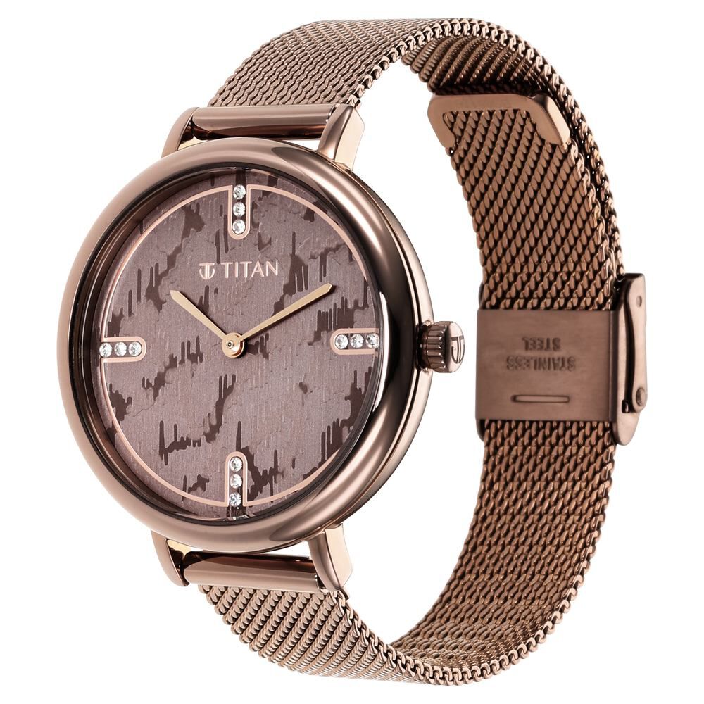 Titan Purple Valentines Day Collection Multicoloured Dial Analog Stainless Steel Strap Watch for Women NR95175QM01