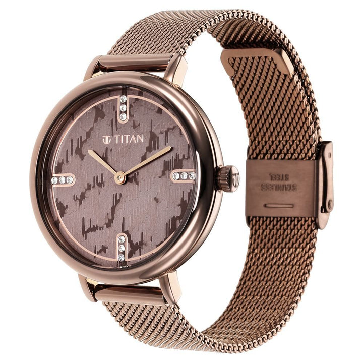 Titan Purple Valentines Day Collection Multicoloured Dial Analog Stainless Steel Strap Watch for Women NR95175QM01