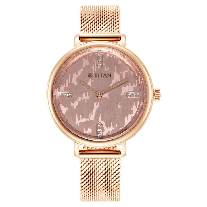 Titan Purple Rose Gold Dial Analog Stainless Steel Strap watch for Women NR95175WM01