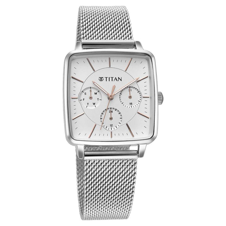 Titan Avant Garde Silver Dial Quartz Multifunction Stainless Steel Strap watch for Women - The Watch Factory ®