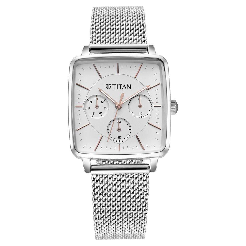 Titan Avant Garde Silver Dial Quartz Multifunction Stainless Steel Strap watch for Women - The Watch Factory ®