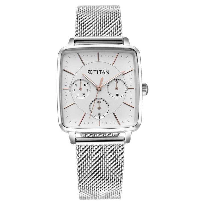 Titan Avant Garde Silver Dial Quartz Multifunction Stainless Steel Strap watch for Women - The Watch Factory ®