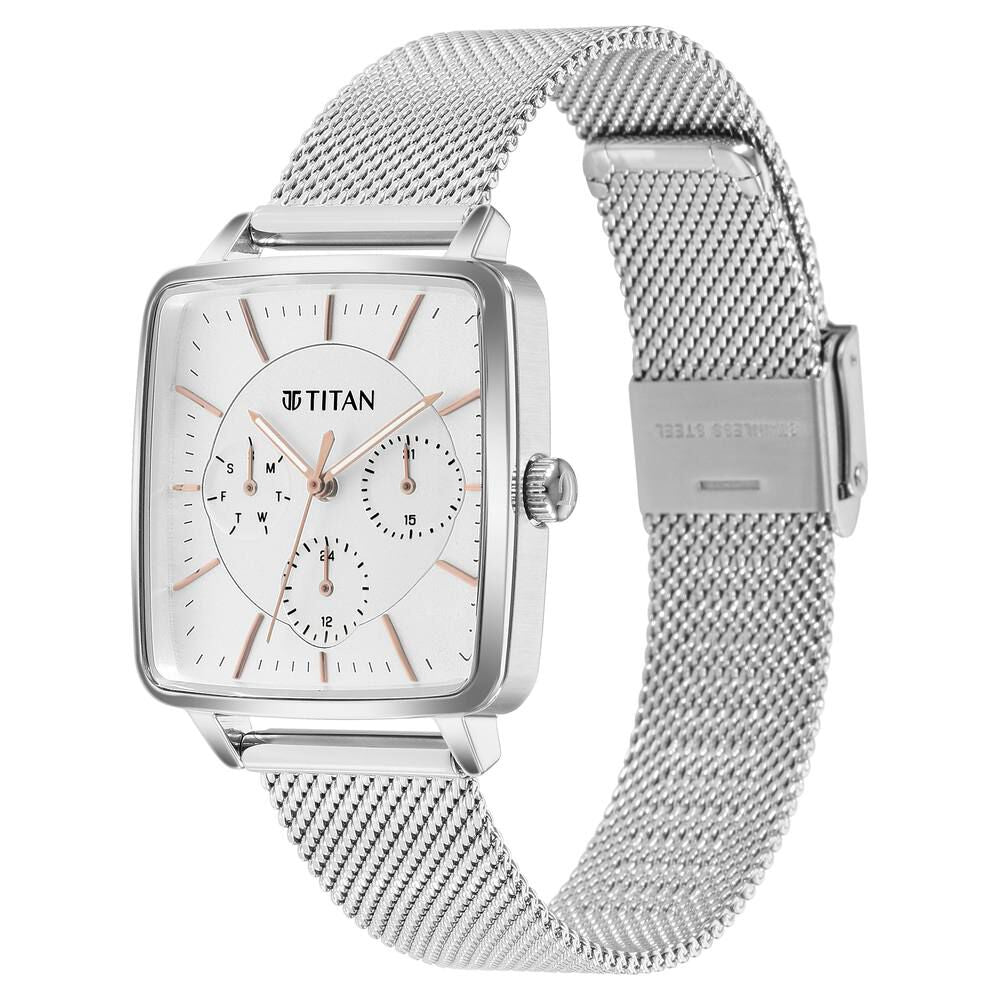 Titan Avant Garde Silver Dial Quartz Multifunction Stainless Steel Strap watch for Women - The Watch Factory ®