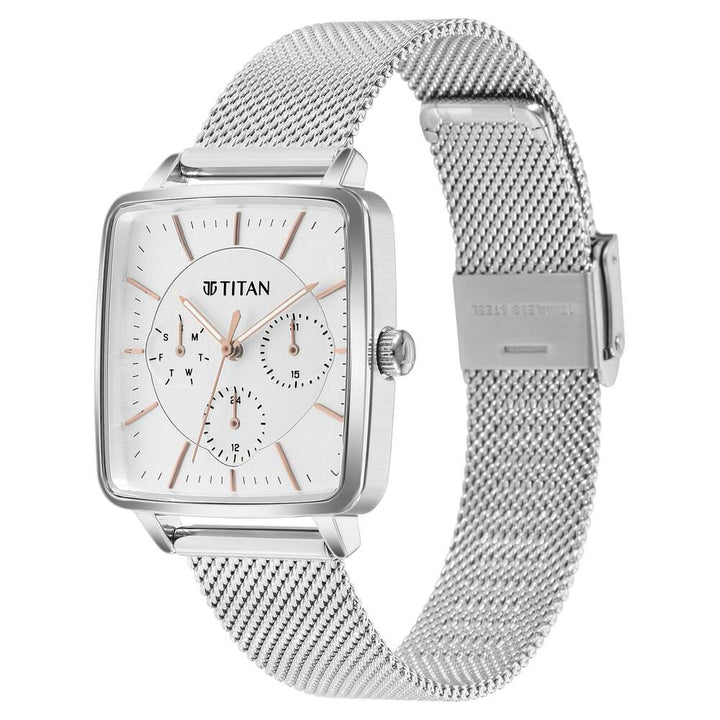 Titan Avant Garde Silver Dial Quartz Multifunction Stainless Steel Strap watch for Women - The Watch Factory ®