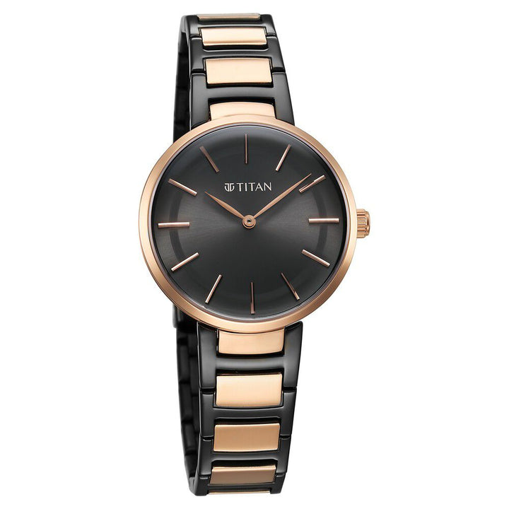 Titan Workwear Quartz Analog Anthracite Dial Stainless Steel Strap Watch for Women - The Watch Factory ®