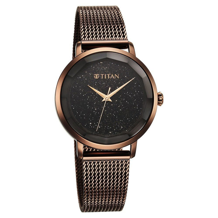 Titan Workwear Quartz Analog Black Dial Stainless Steel Strap Watch for Women - The Watch Factory ®