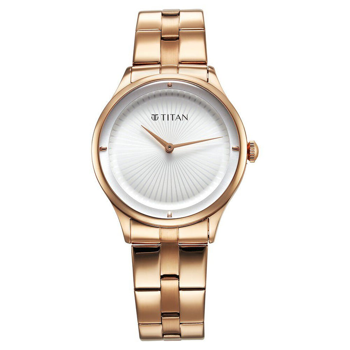Titan Workwear Quartz Analog White Dial Stainless Steel Strap Watch for Women - The Watch Factory ®