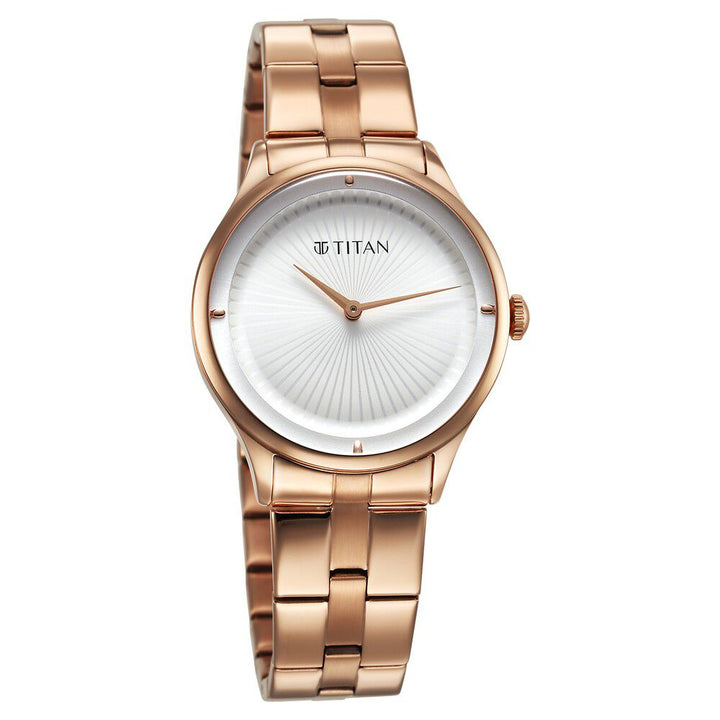 Titan Workwear Quartz Analog White Dial Stainless Steel Strap Watch for Women - The Watch Factory ®