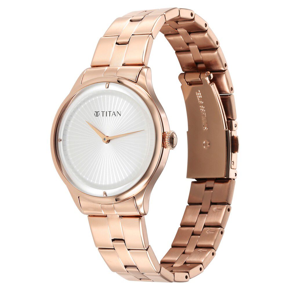 Titan Workwear Quartz Analog White Dial Stainless Steel Strap Watch for Women - The Watch Factory ®