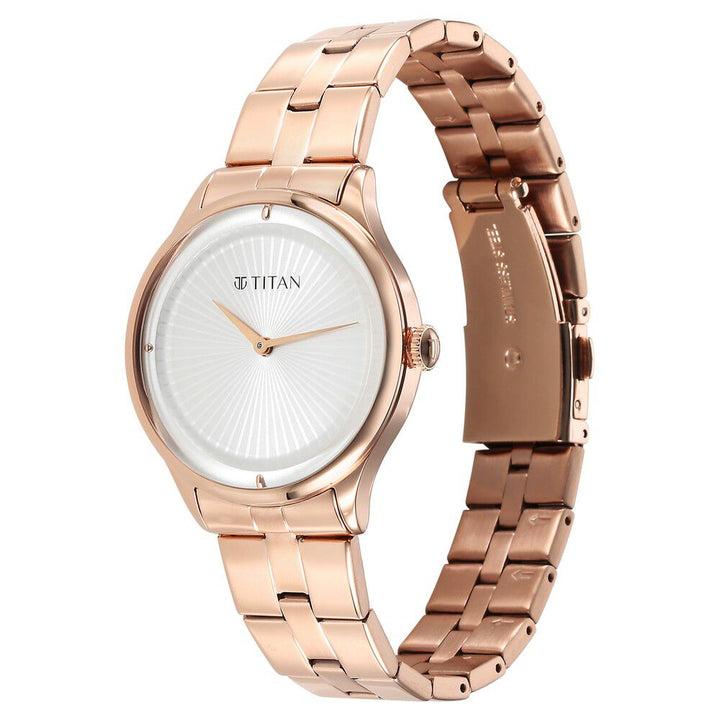 Titan Workwear Quartz Analog White Dial Stainless Steel Strap Watch for Women - The Watch Factory ®