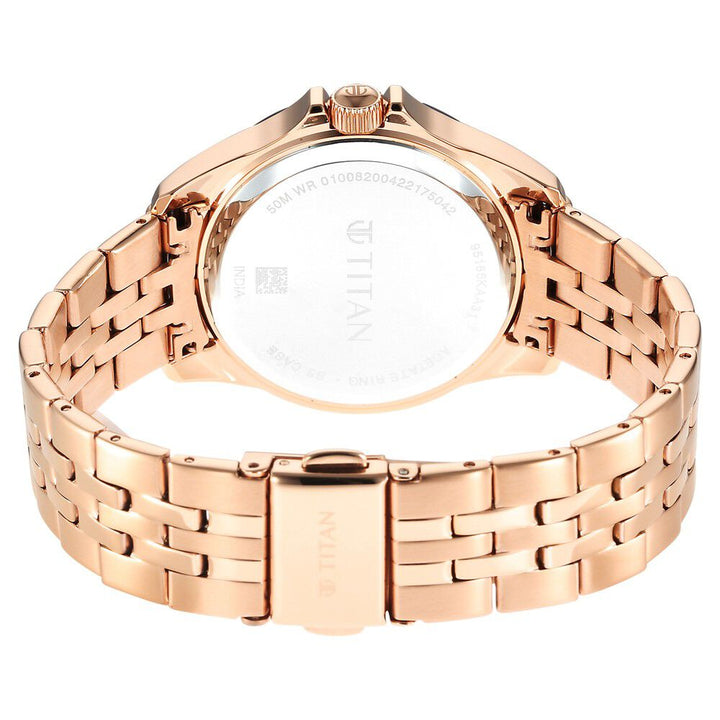 Titan Purple Acetate Black Dial Women Watch With Stainless Steel Strap - The Watch Factory ®