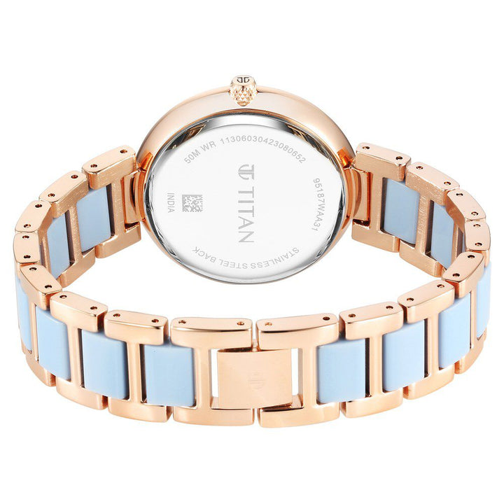 Titan Acetate Quartz Multifunction Mother Of Pearl Dial Two Toned Strap Watch for Women - The Watch Factory ®