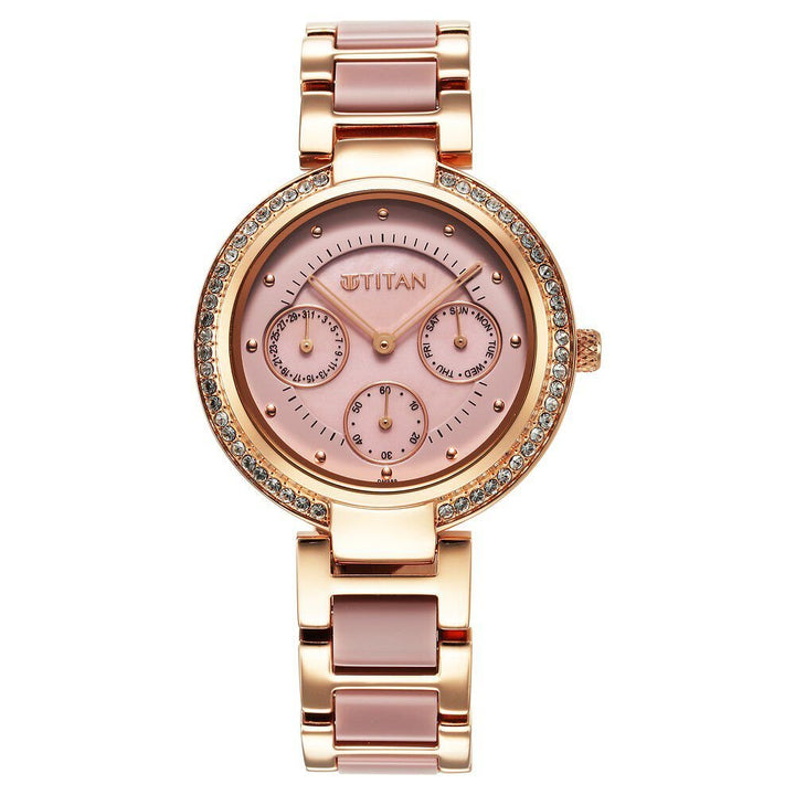 Titan Acetate Mother Of Pearl Quartz Multifunction Strap watch for Women - The Watch Factory ®