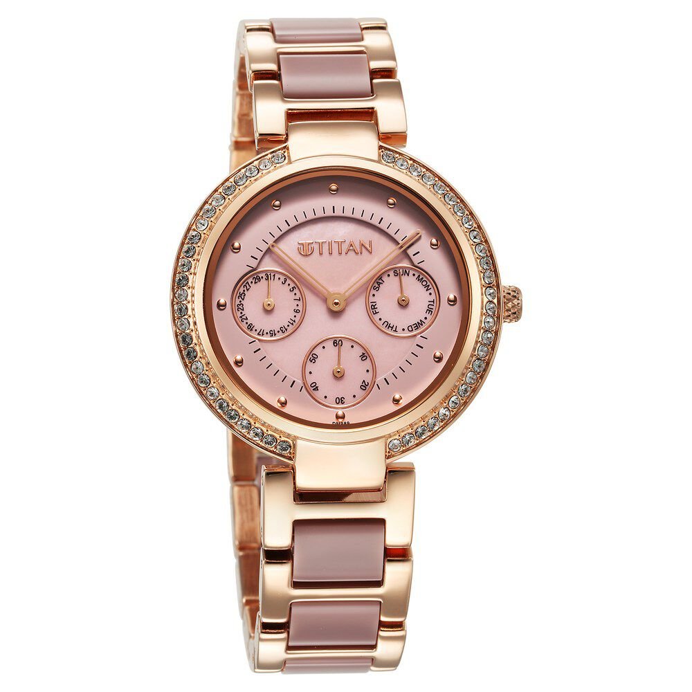 Titan Acetate Mother Of Pearl Quartz Multifunction Strap watch for Women - The Watch Factory ®