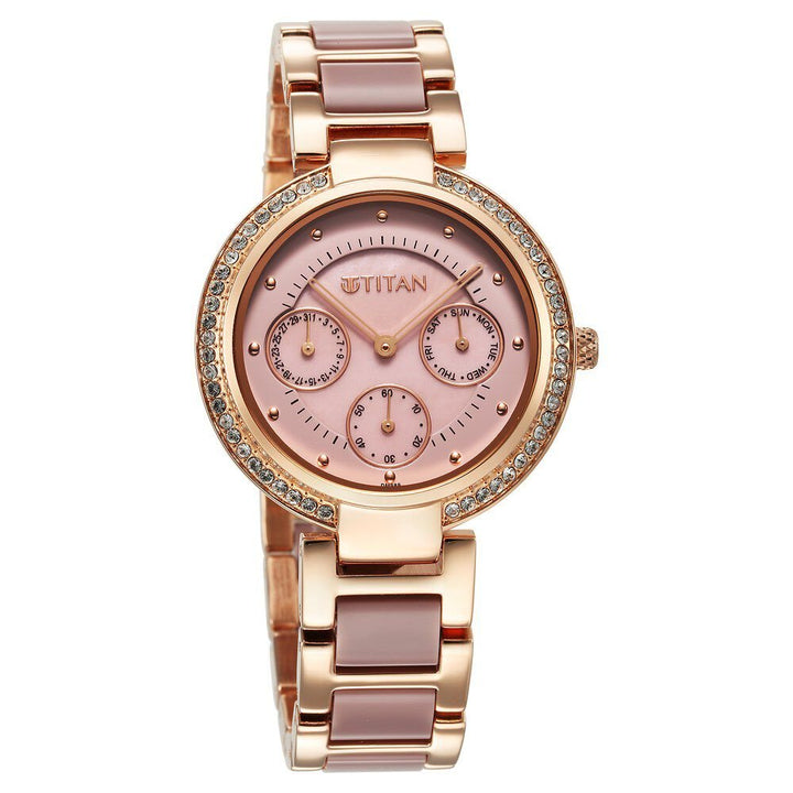 Titan Acetate Mother Of Pearl Quartz Multifunction Strap watch for Women - The Watch Factory ®