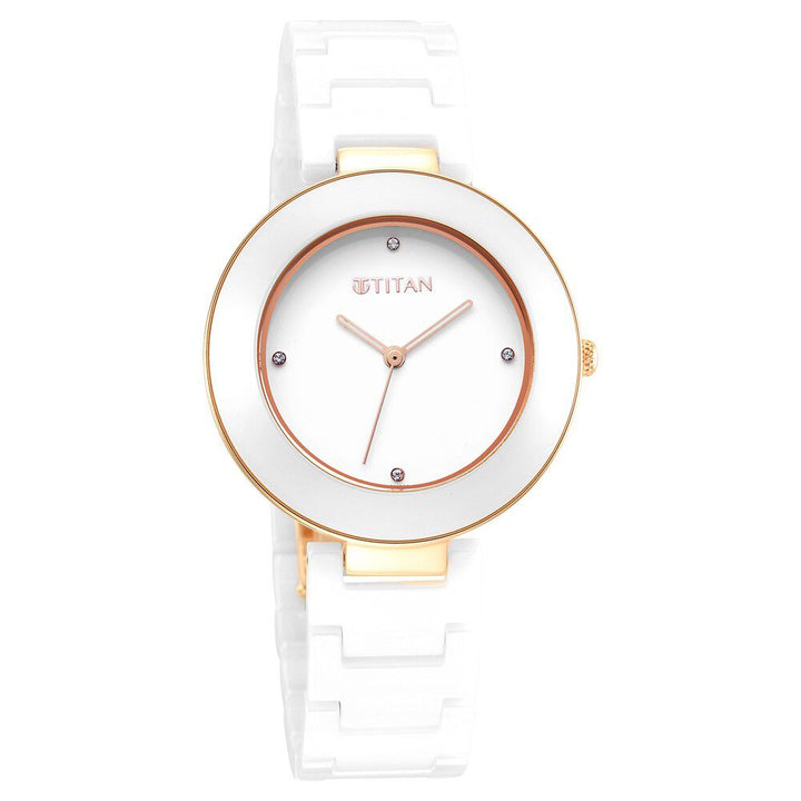 Titan Purple Ceramics White Dial Analog Ceramic Strap watch for Women - The Watch Factory ®