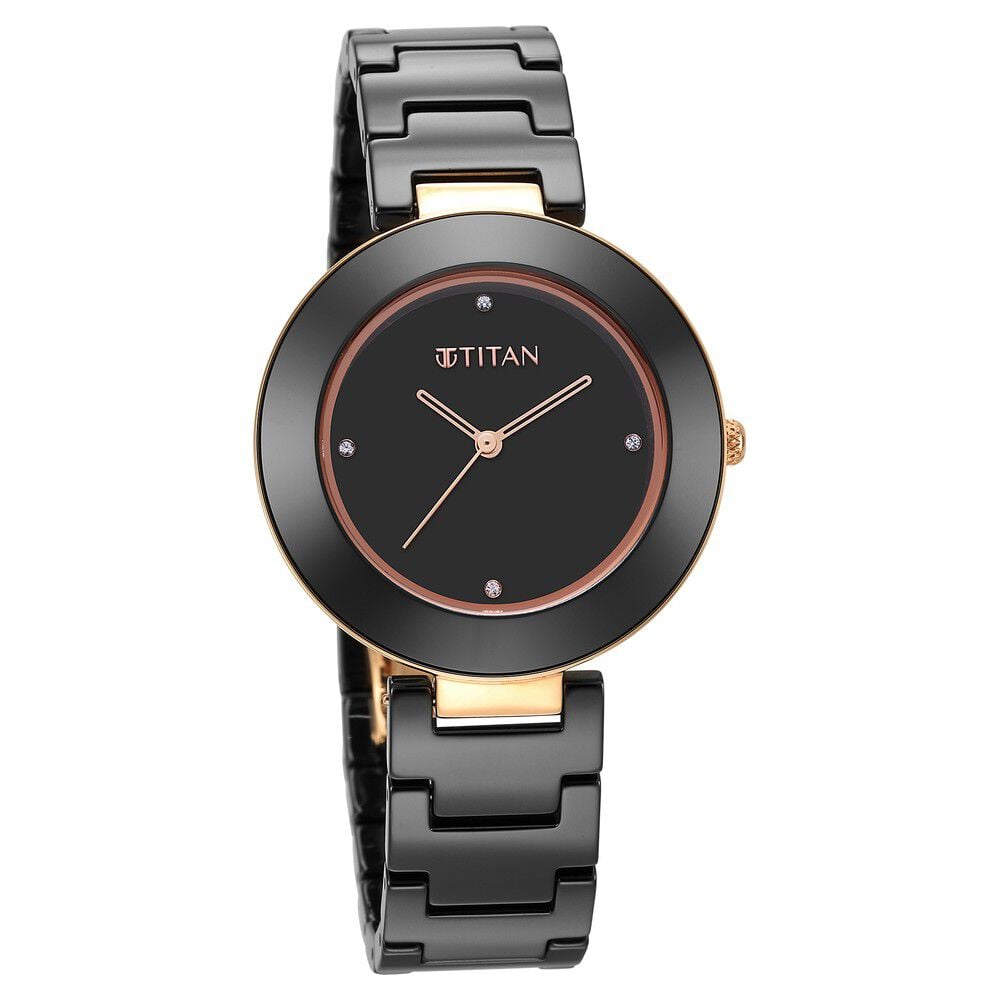 Titan Purple Ceramics Black Dial Analog Ceramic Strap watch for Women - The Watch Factory ®