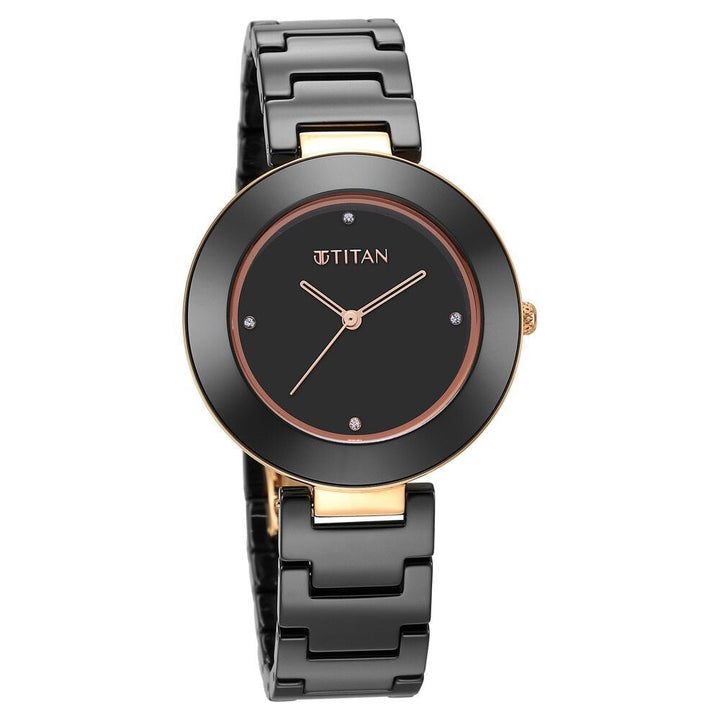 Titan Purple Ceramics Black Dial Analog Ceramic Strap watch for Women - The Watch Factory ®