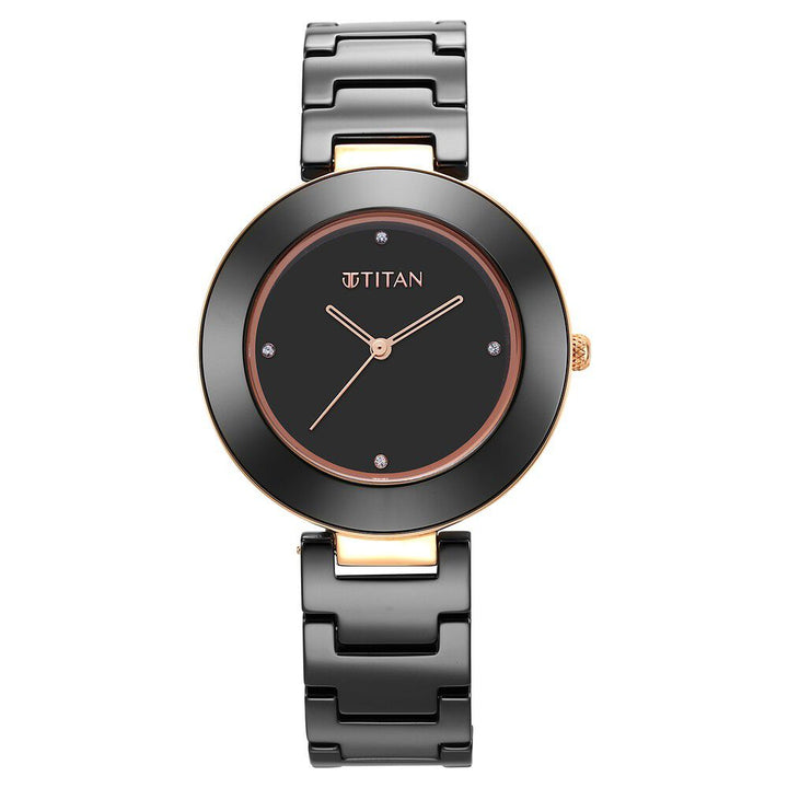 Titan Purple Ceramics Black Dial Analog Ceramic Strap watch for Women - The Watch Factory ®