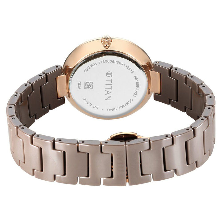 Titan Purple Ceramics Brown Dial Analog Ceramic Strap watch for Women - The Watch Factory ®
