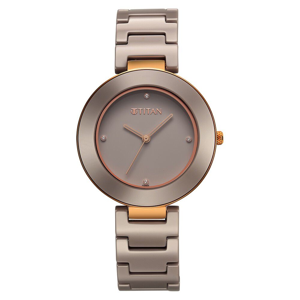 Titan Purple Ceramics Quartz Analog Brown Dial Ceramic Strap Watch for Women - The Watch Factory ®