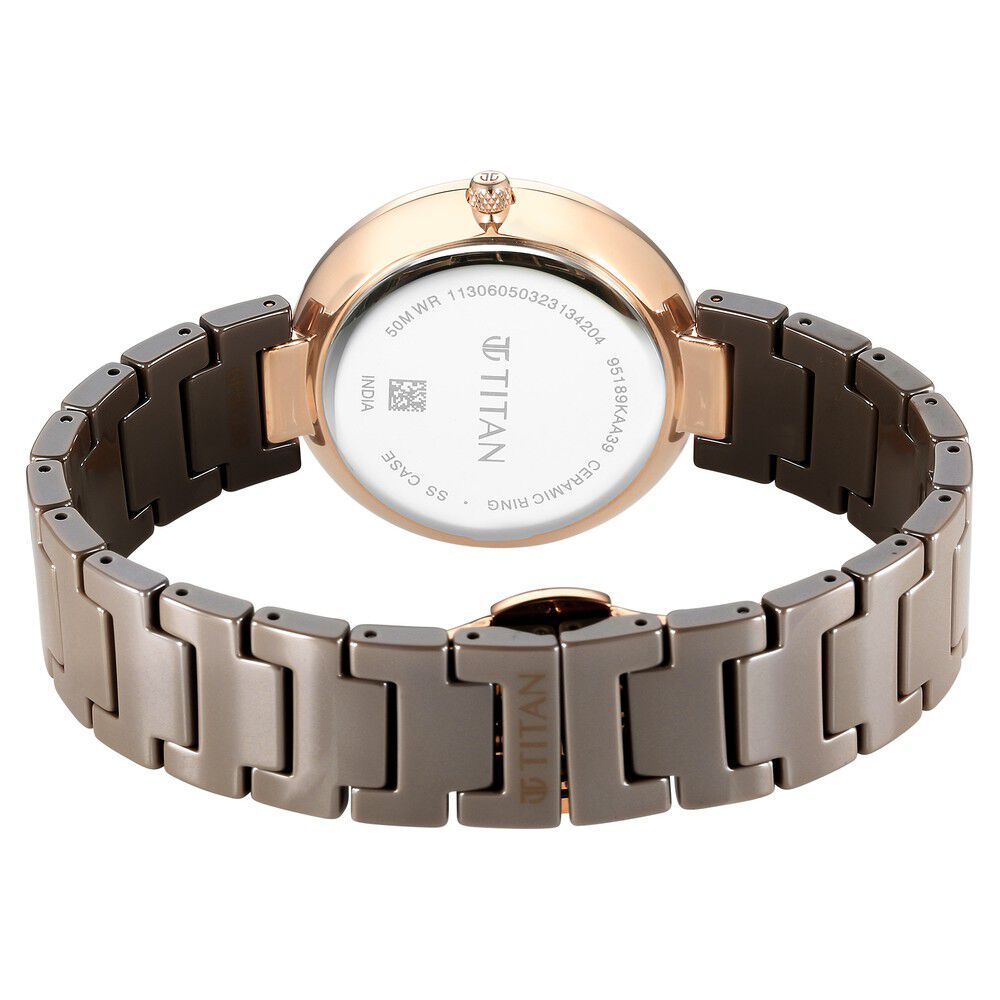 Titan Purple Ceramics Quartz Analog Brown Dial Ceramic Strap Watch for Women - The Watch Factory ®