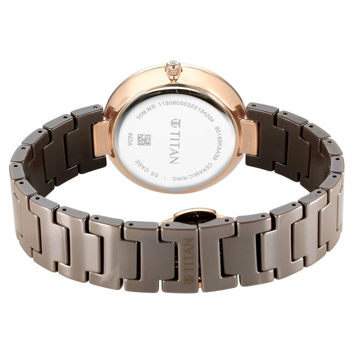 Titan Purple Ceramics Quartz Analog Brown Dial Ceramic Strap Watch for Women - The Watch Factory ®