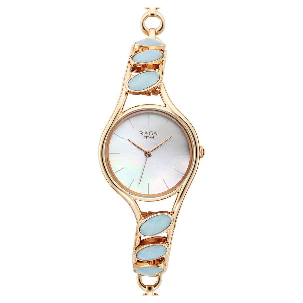 Titan Raga New You Quartz Analog Mother Of Pearl Dial Blue Chalcedony stone strap Watch for Women - The Watch Factory ®
