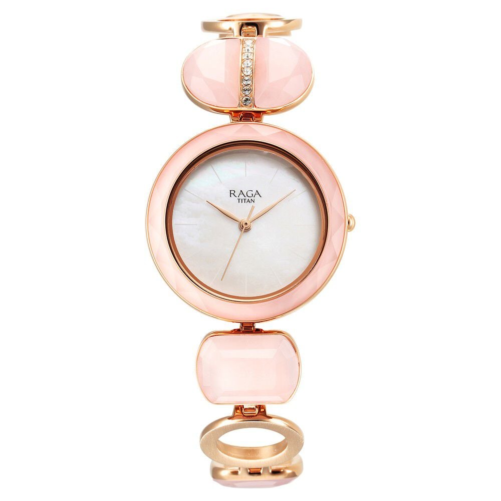 Titan Raga New You Quartz Analog Mother Of Pearl Dial Rose Quartz stone Strap Watch for Women - The Watch Factory ®