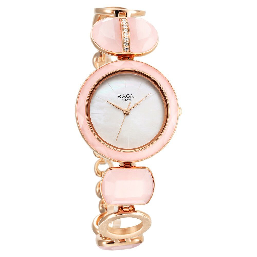 Titan Raga New You Quartz Analog Mother Of Pearl Dial Rose Quartz stone Strap Watch for Women - The Watch Factory ®