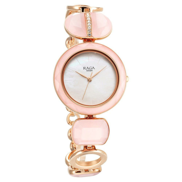 Titan Raga New You Quartz Analog Mother Of Pearl Dial Rose Quartz stone Strap Watch for Women - The Watch Factory ®