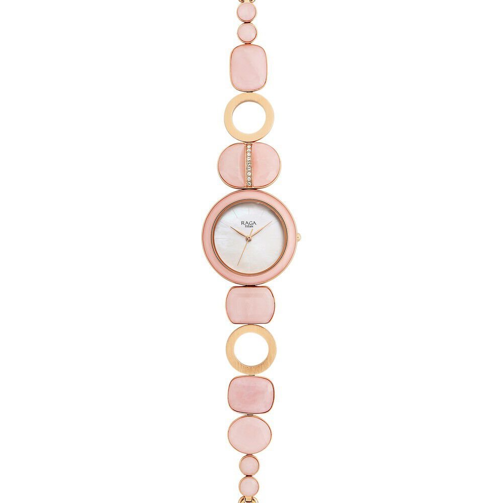 Titan Raga New You Quartz Analog Mother Of Pearl Dial Rose Quartz stone Strap Watch for Women - The Watch Factory ®