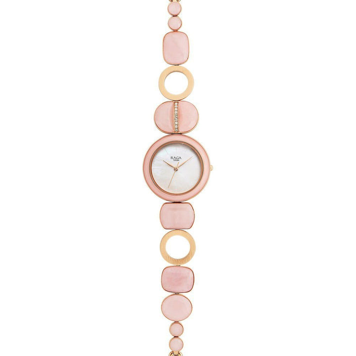 Titan Raga New You Quartz Analog Mother Of Pearl Dial Rose Quartz stone Strap Watch for Women - The Watch Factory ®