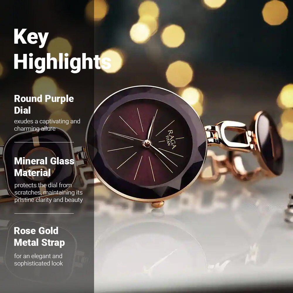 Titan Raga Delight Purple Dial Analog Metal Strap watch for Women - The Watch Factory ®
