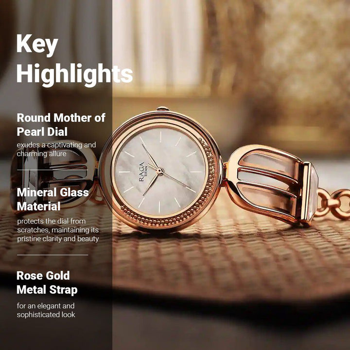 Titan Raga Delight Mother Of Pearl Dial Women Watch With Metal Strap - The Watch Factory ®