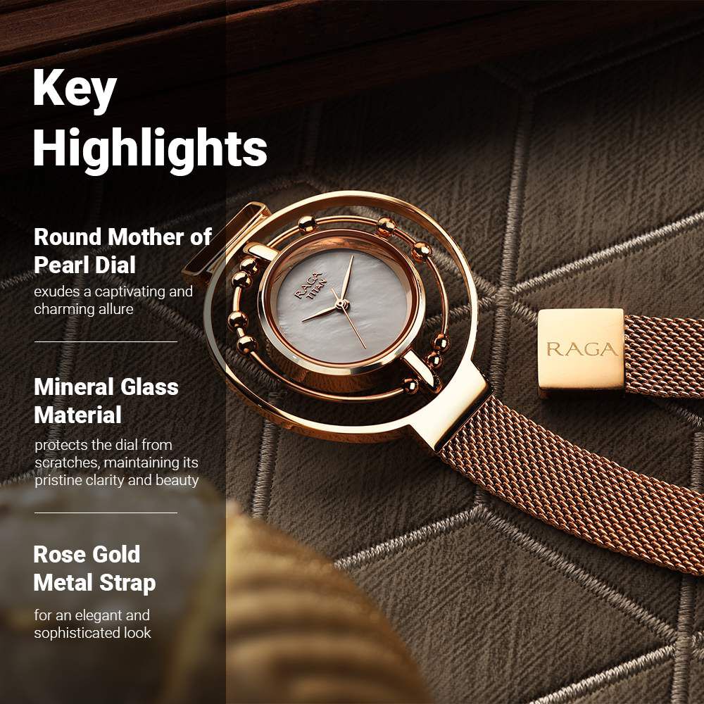 Titan Raga Delight Mother Of Pearl Dial Analog Stainless Steel Strap watch for Women - The Watch Factory ®