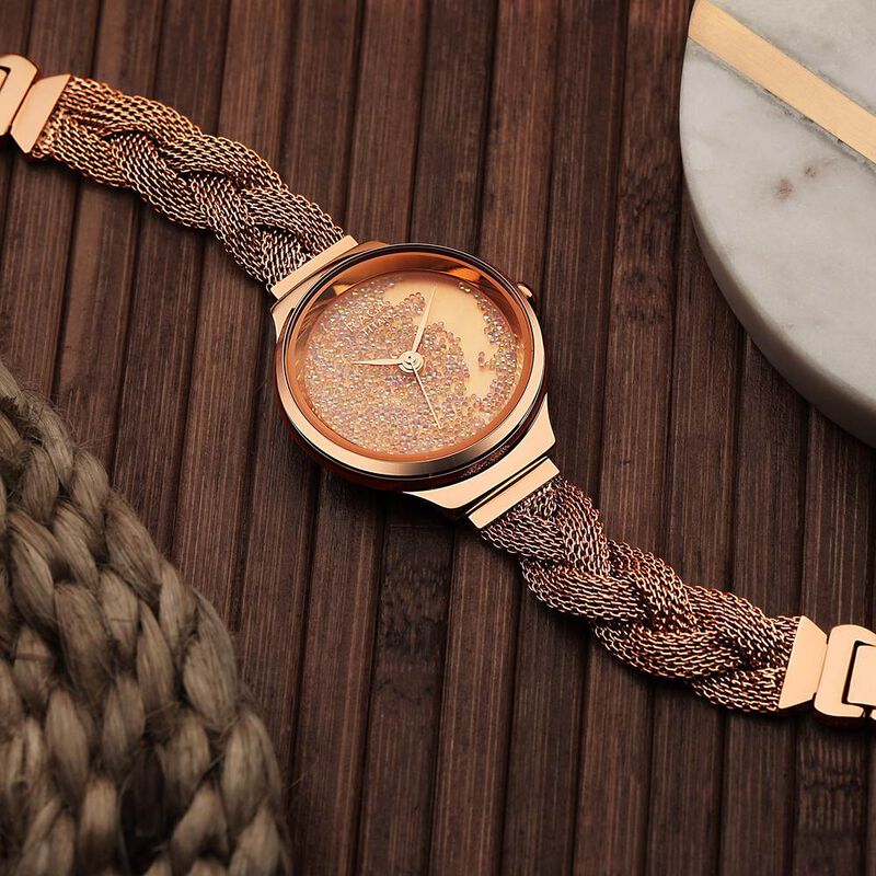 Titan Raga Delight Rose Gold Dial Women Watch With Stainless Steel Strap